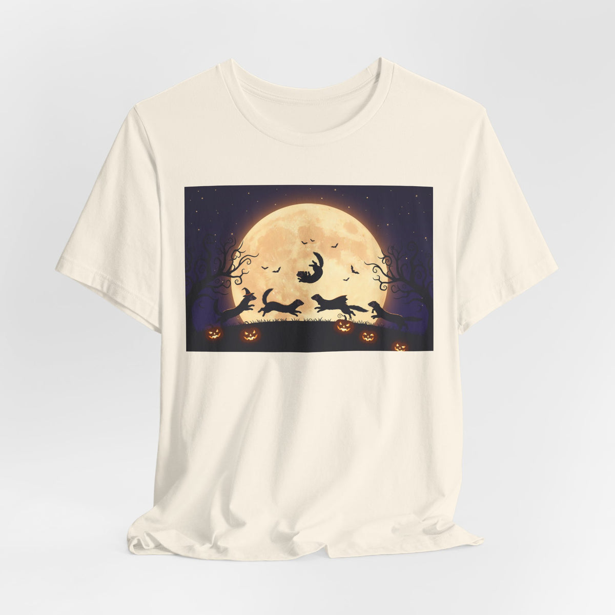 Ferrets Halloween Moon T‑Shirt — Spooky Full Moon Pumpkin Night Tee