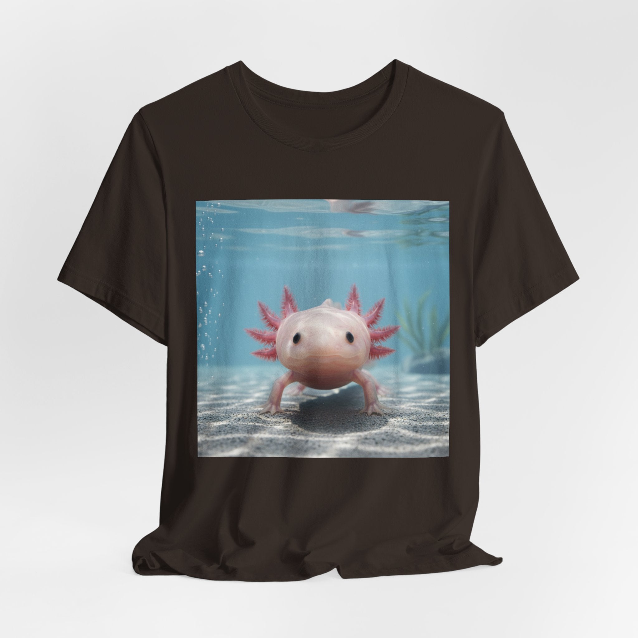Axolotl Smiles Underwater Tee — Cute Pink Axolotl Graphic T‑Shirt