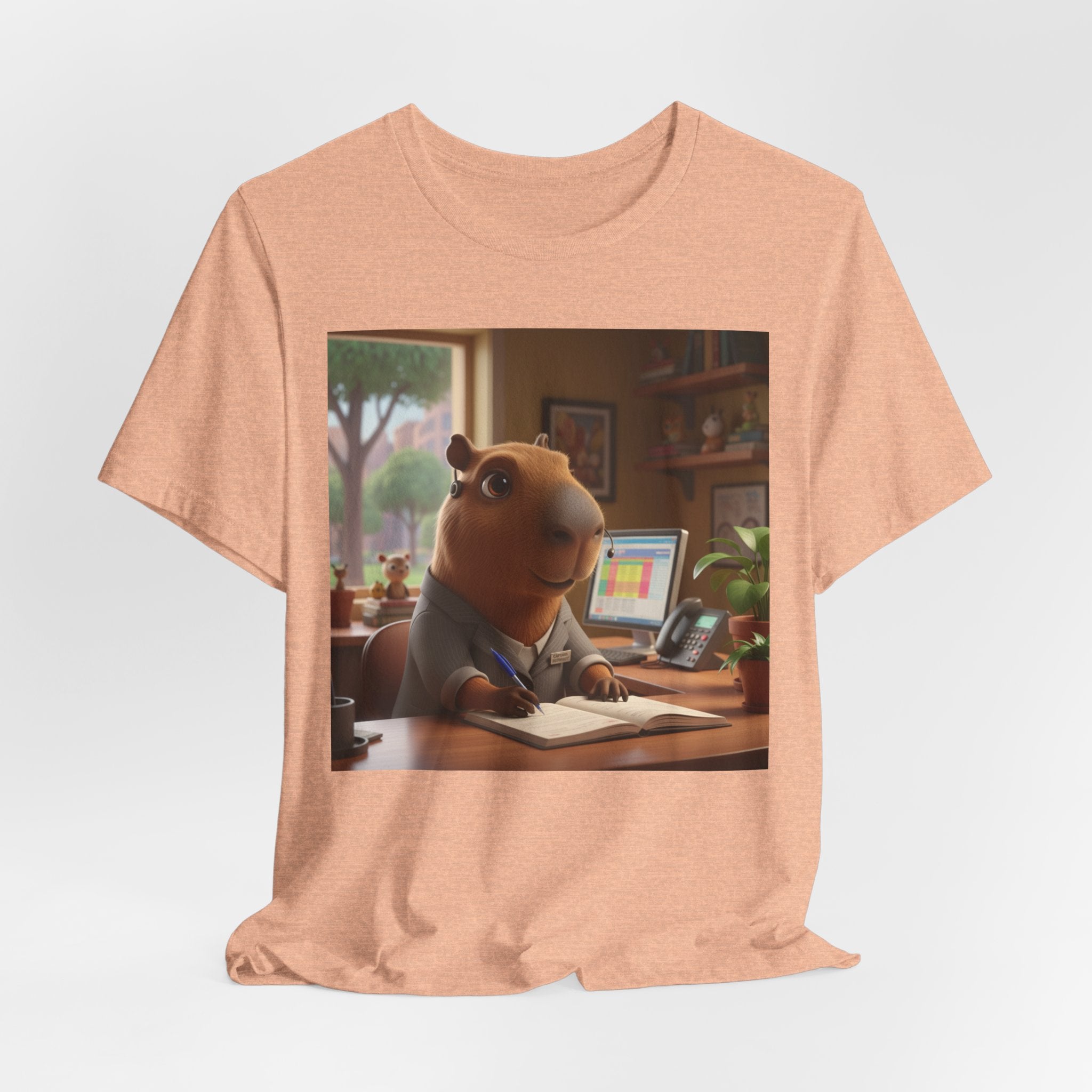 Capybara Receptionist — Cute Capybara Office Animal Illustration T-Shirt