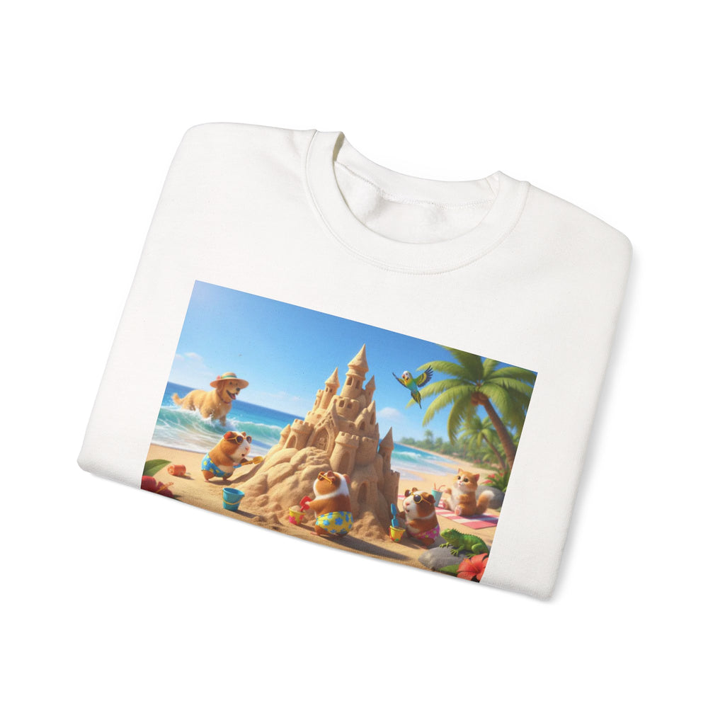 Guinea Pigs Summer — Beach Sandcastle Sweatshirt | Cute Guinea Pig Graphic Crewneck
