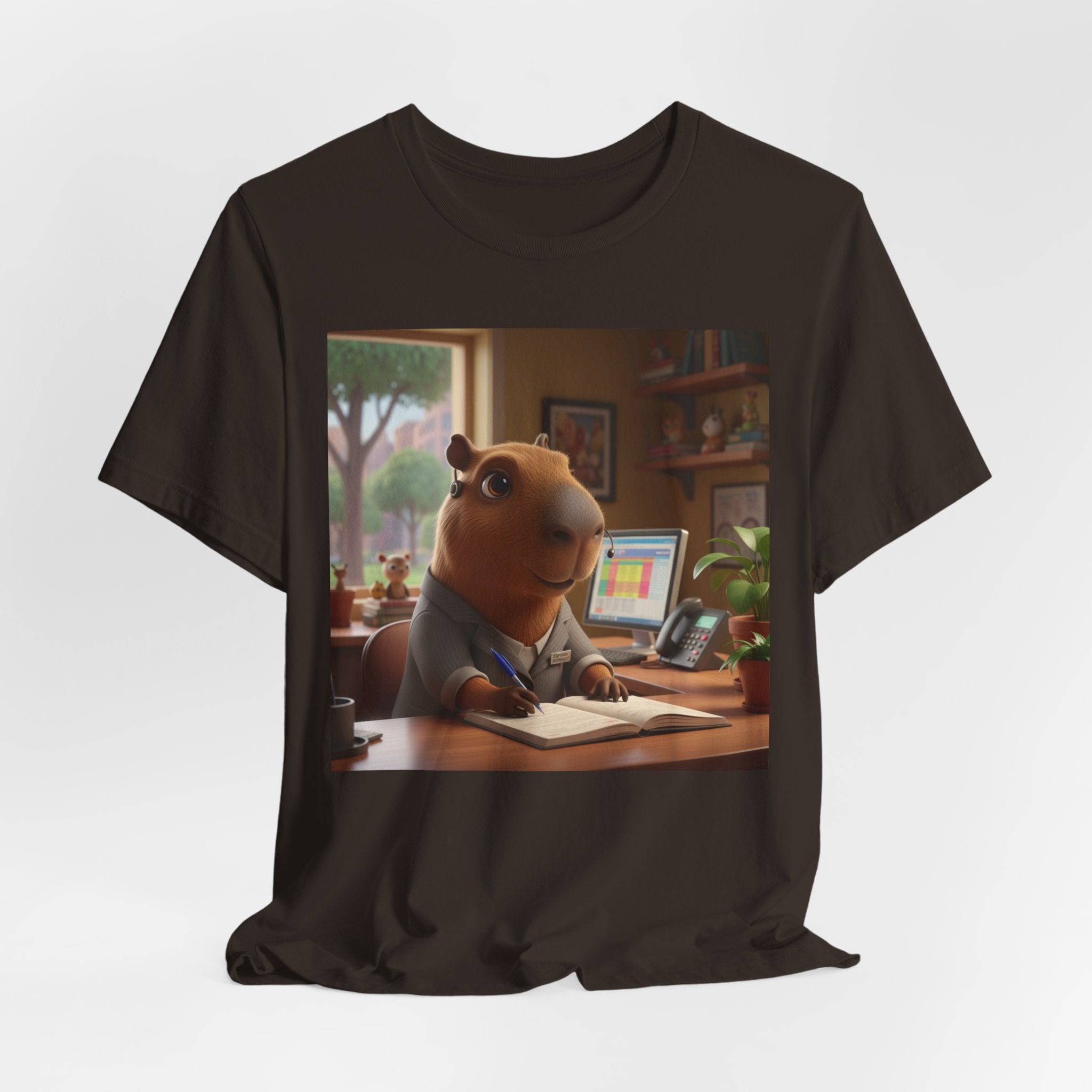 Capybara Receptionist — Cute Capybara Office Animal Illustration T-Shirt