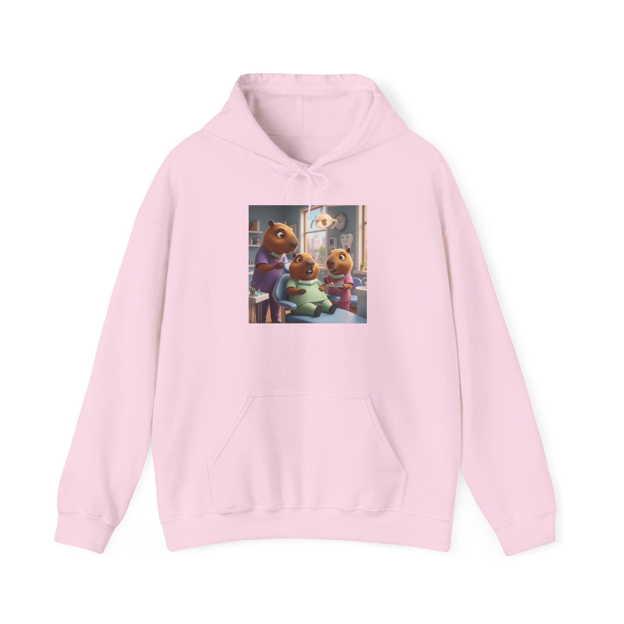 Capybara Dentist Scene Hoodie — Cute Animal Dental Pullover