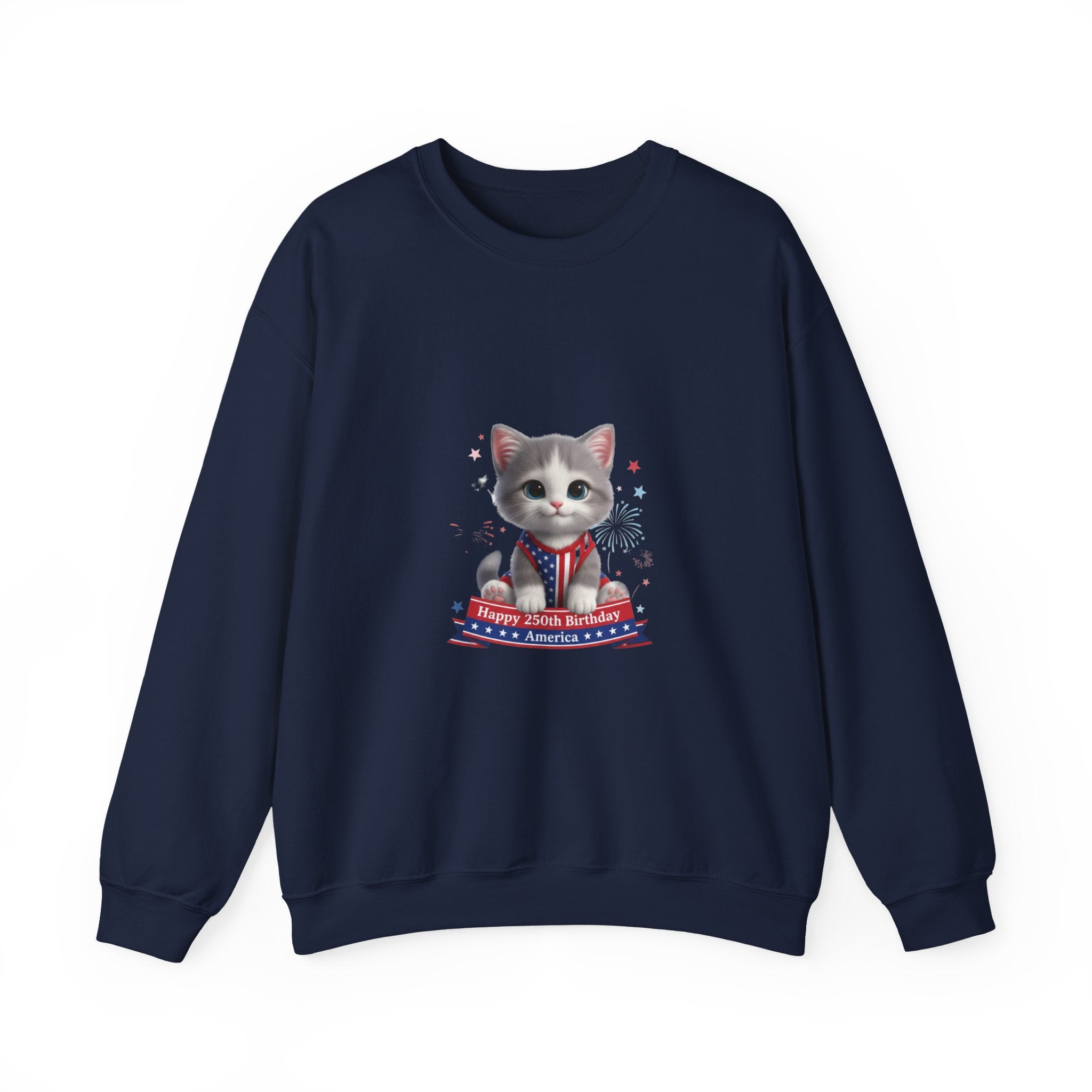 Patriotic Kitten Crewneck Sweatshirt – Cute 4th of July Cat Design