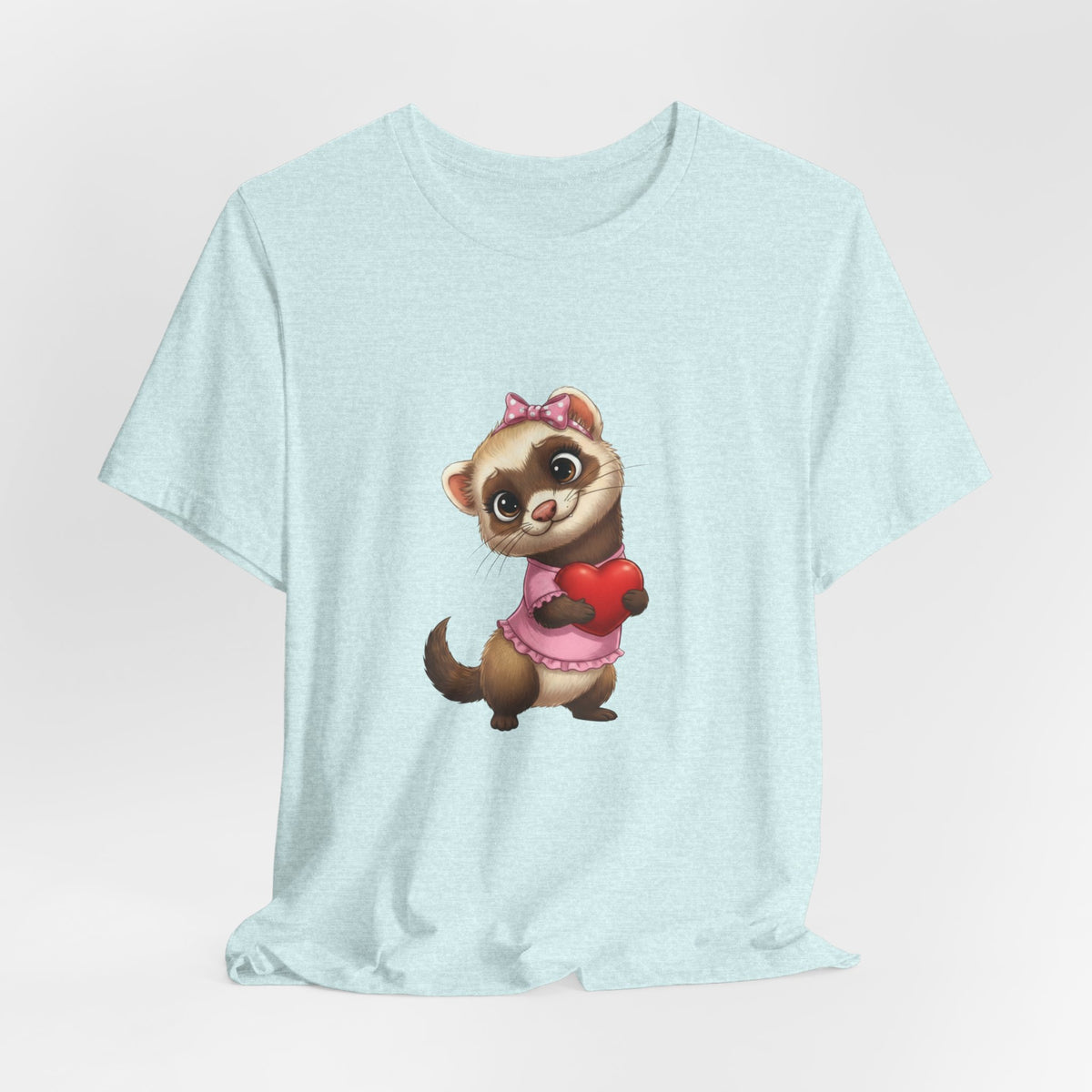Ferret Holding Heart Tee — Valentine’s Day Kids & Women’s Graphic Shirt