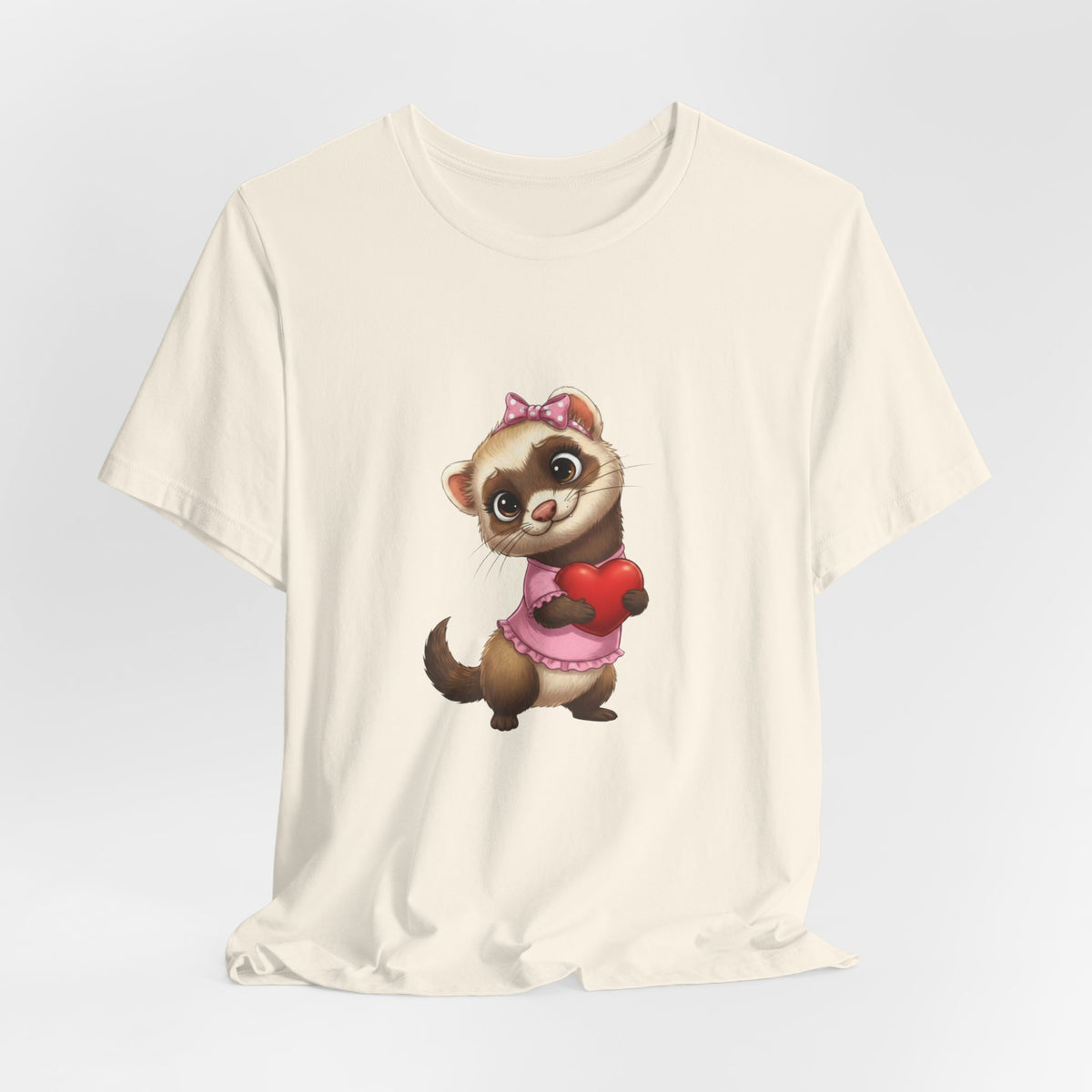 Ferret Holding Heart Tee — Valentine’s Day Kids & Women’s Graphic Shirt