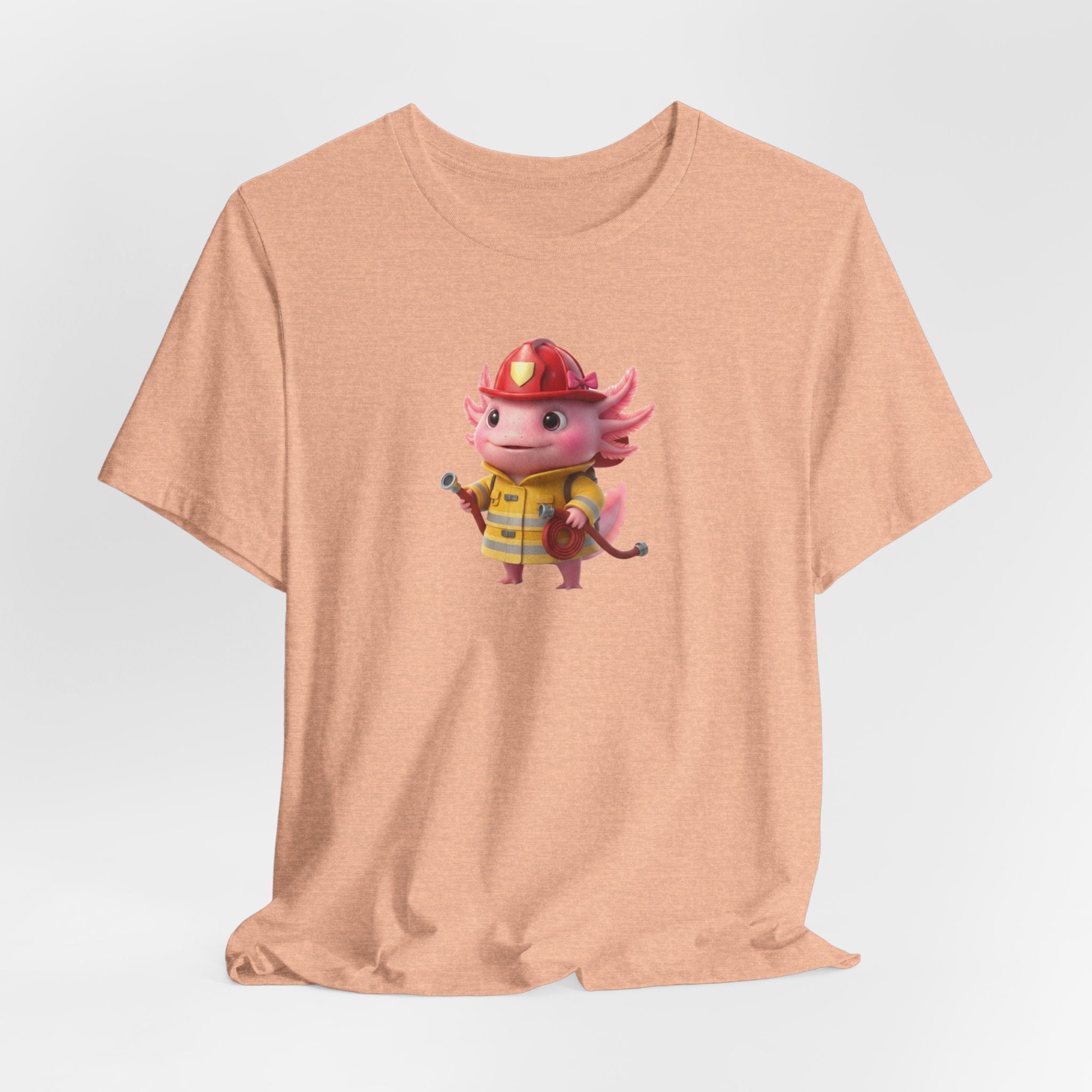 Axolotl Firefighter Girl T-Shirt — Cute Kid’s Firefighter Axolotl Graphic Tee