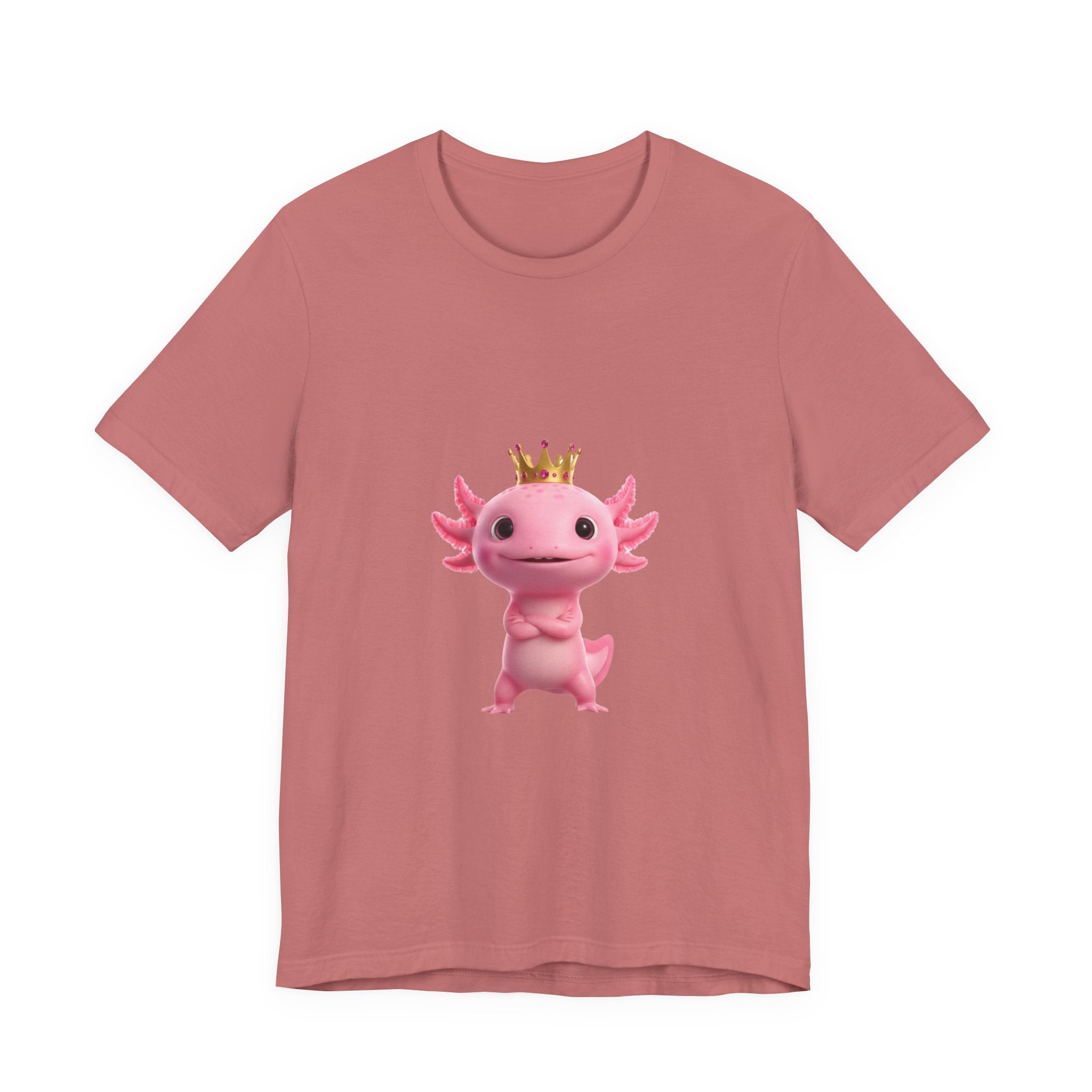 Axolotl King T-Shirt — Cute Pink Axolotl with Crown Tee