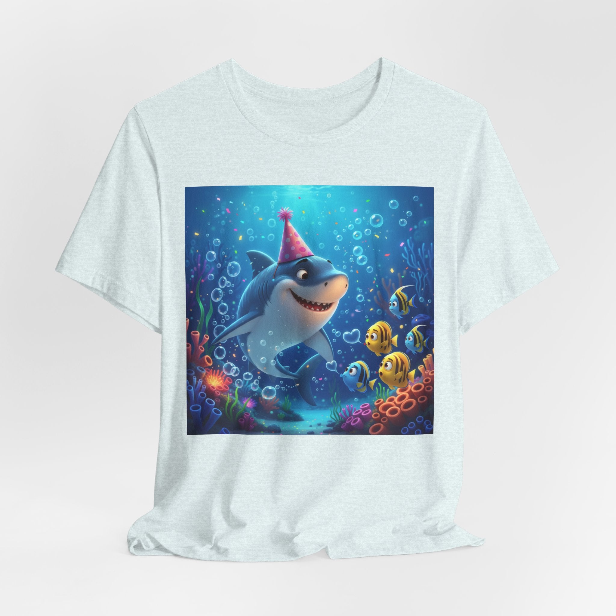 Shark Birthday Party Tee — Cute Shark with Party Hat Kids Graphic T-Shirt