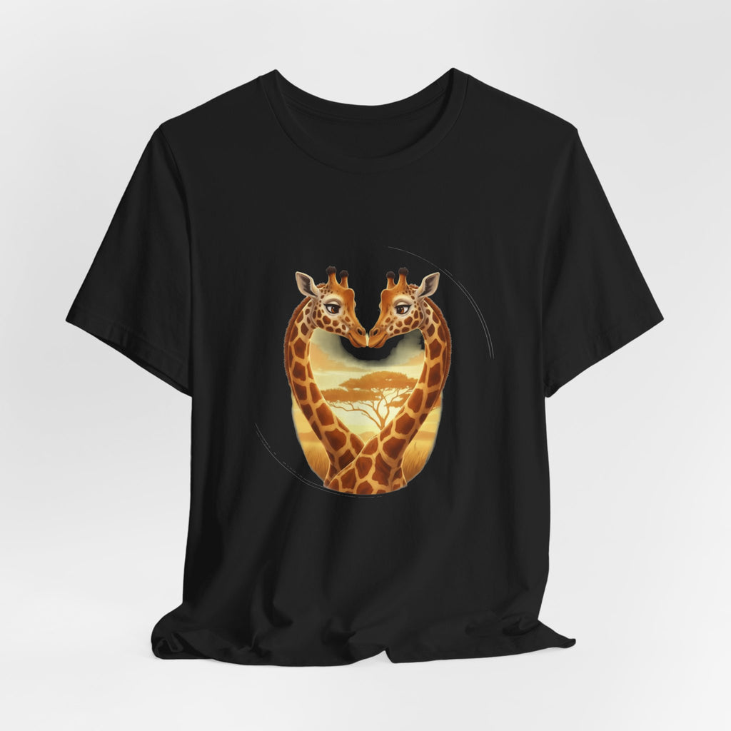 Giraffe Heart Tee — Sunset Safari Animal Graphic Shirt