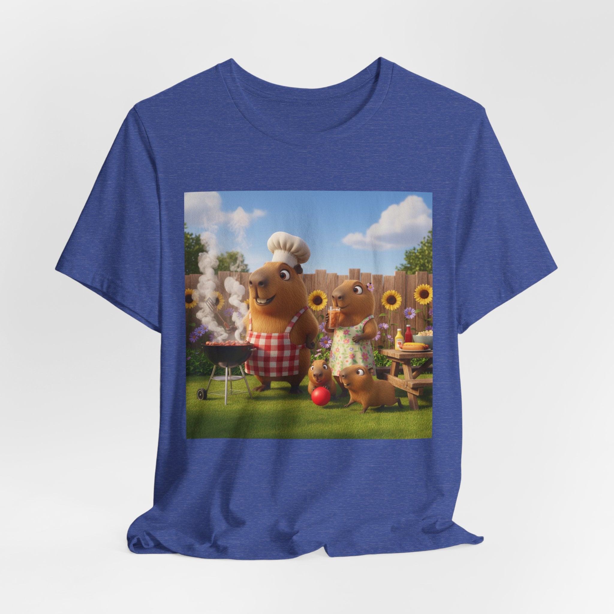 Capybara BBQ Cartoon T-Shirt — Cute Summer Picnic Graphic Tee