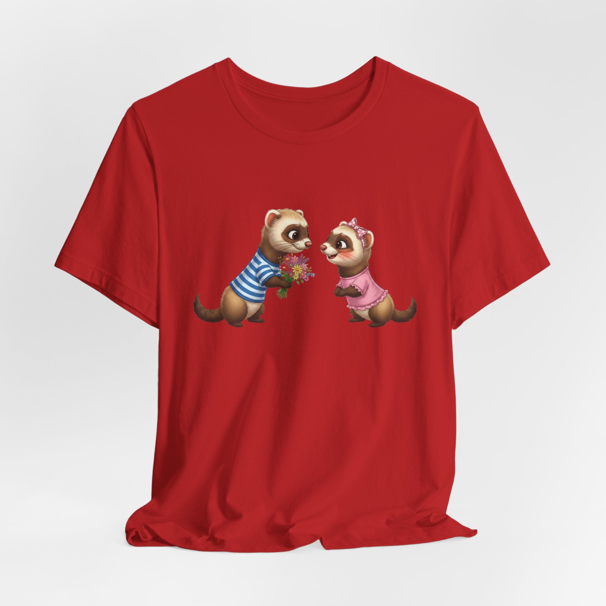 Ferret Couple Cute Graphic Tee — Romantic Animal T-Shirt