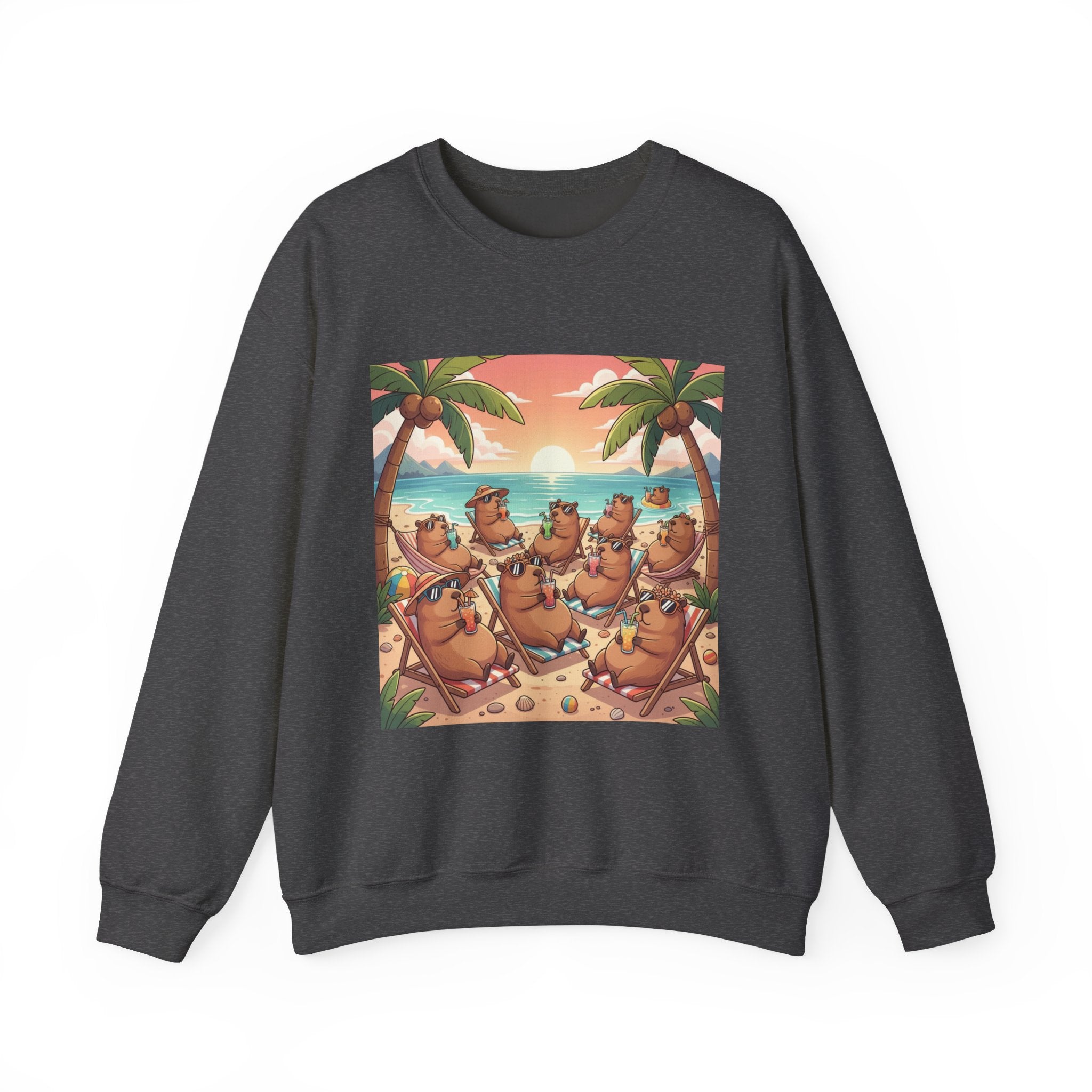 Capybaras on the Beach Sweatshirt — Tropical Beach Party Crewneck