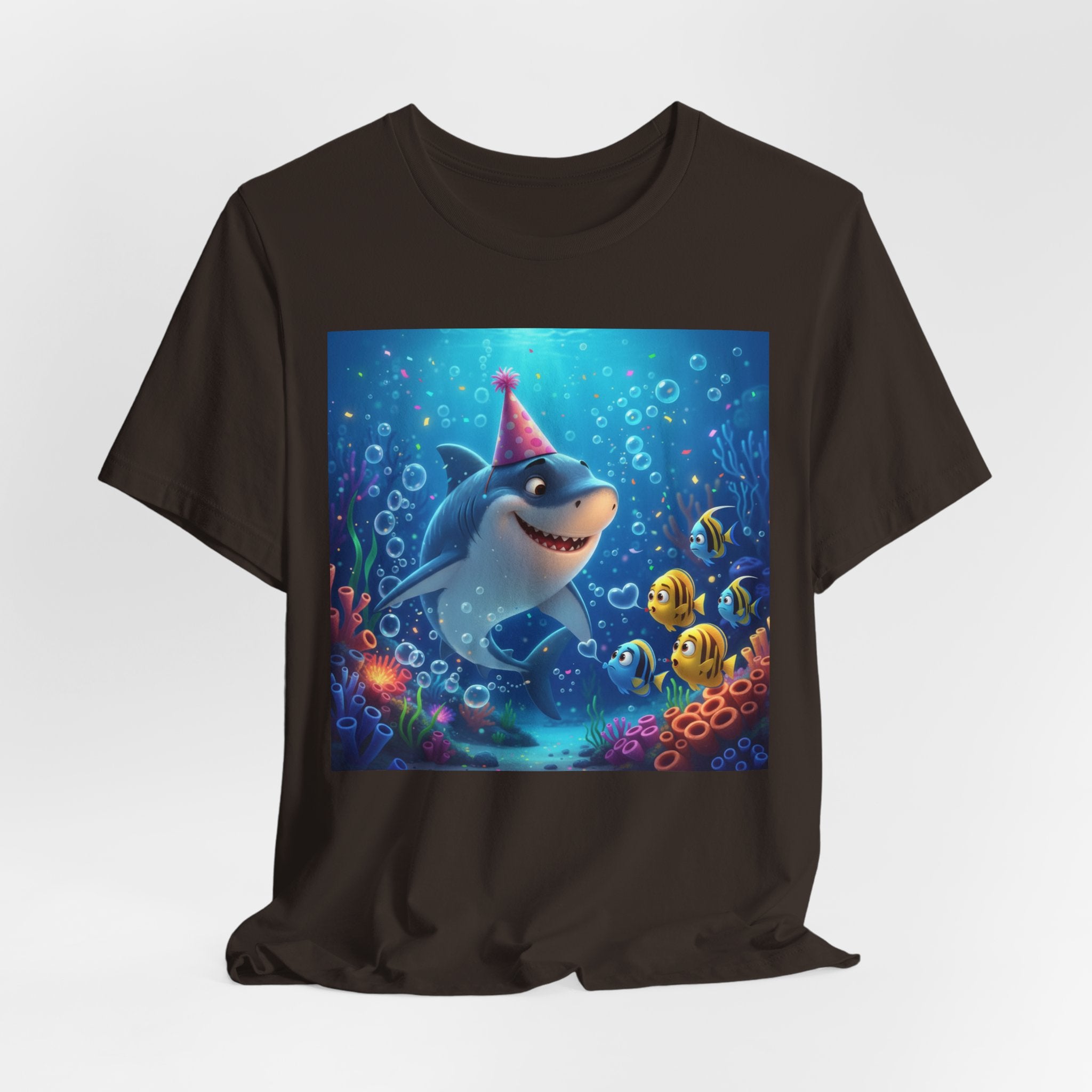 Shark Birthday Party Tee — Cute Shark with Party Hat Kids Graphic T-Shirt
