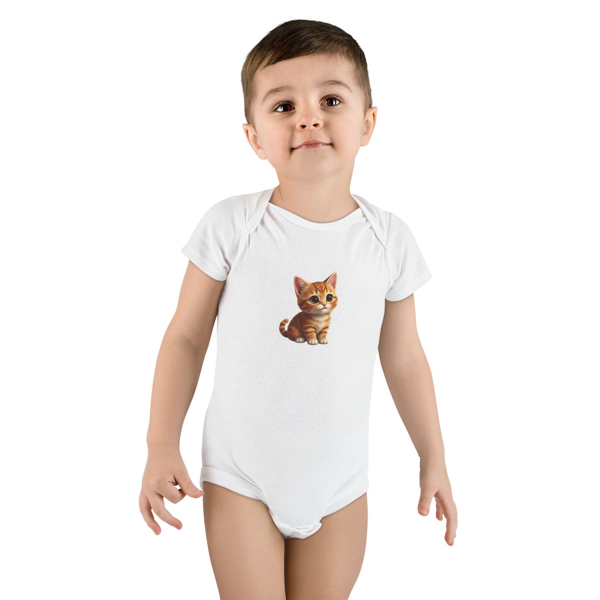 Tabby Kitten Baby Onesie – Adorable Cat Short Sleeve Bodysuit for Infant Gifts