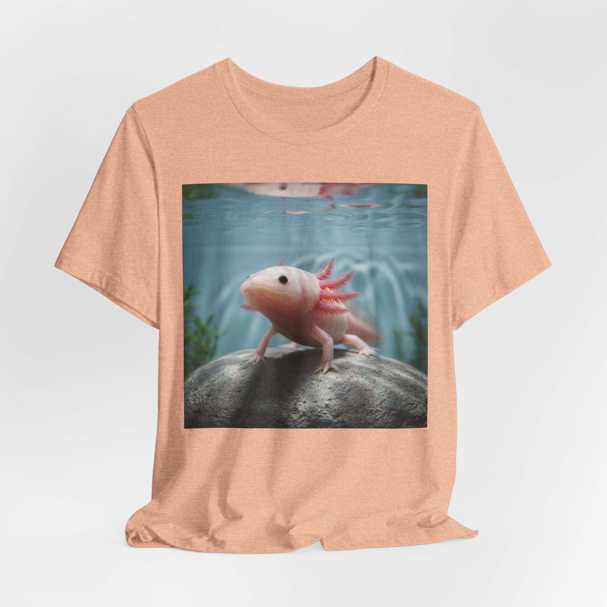 Axolotl Aquarium T‑Shirt — Cute Pink Axolotl Underwater Graphic Tee