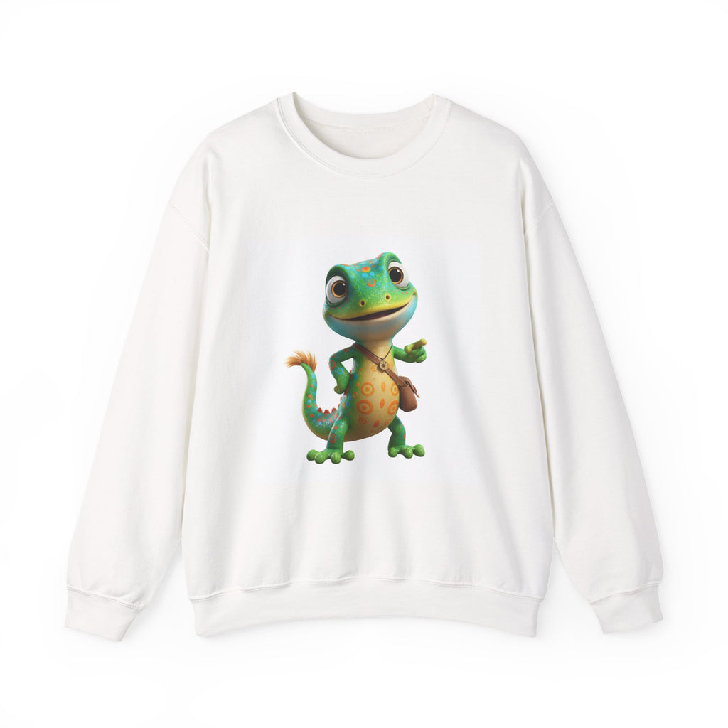 Gecko Buddy Crewneck Sweatshirt — Cute Cartoon Lizard Pullover