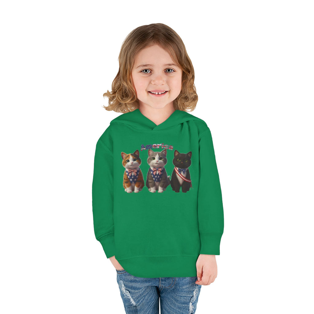 Kitties Toddler Hoodie — Patriotic Kittens "America" Fleece Pullover