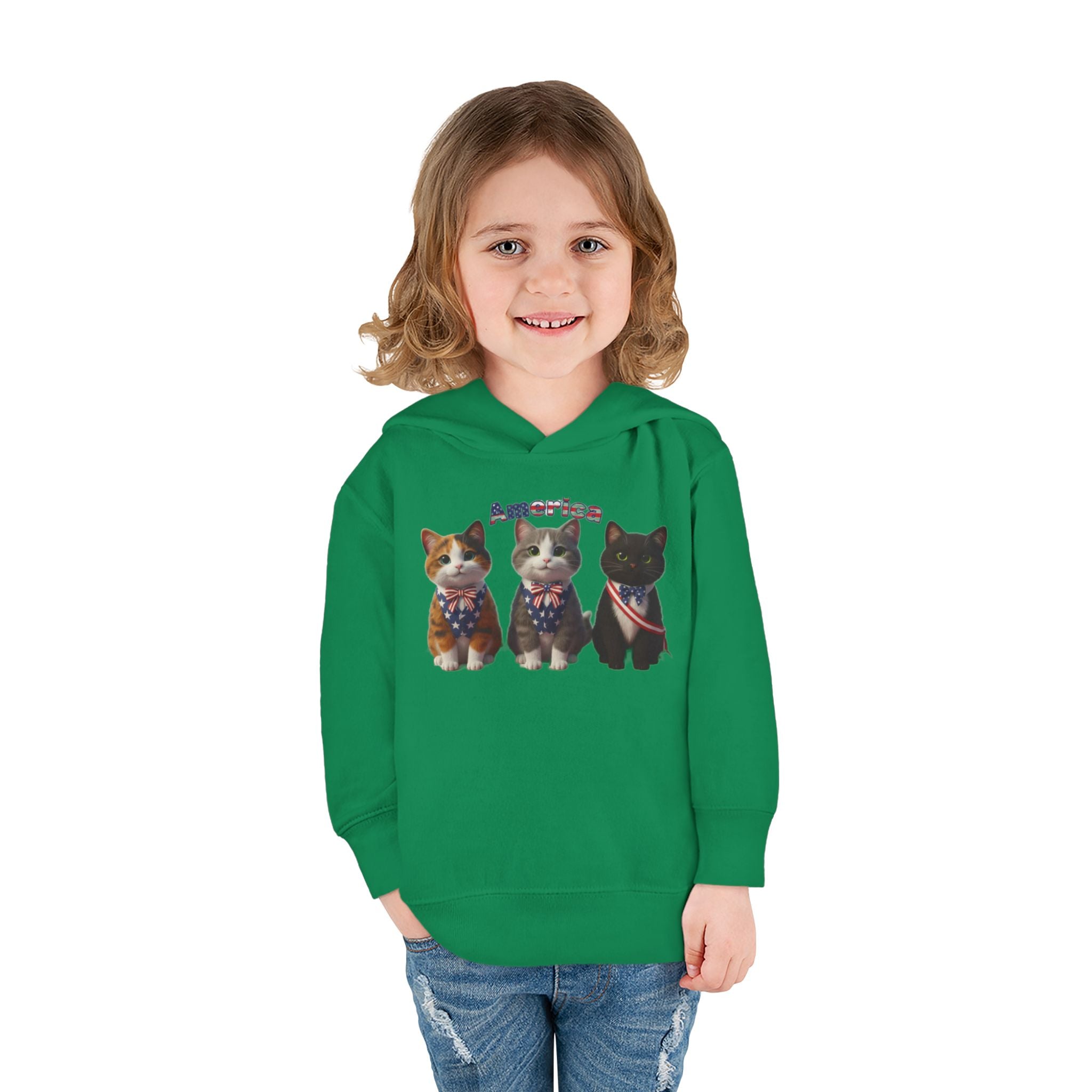 Kitties Toddler Hoodie — Patriotic Kittens "America" Fleece Pullover