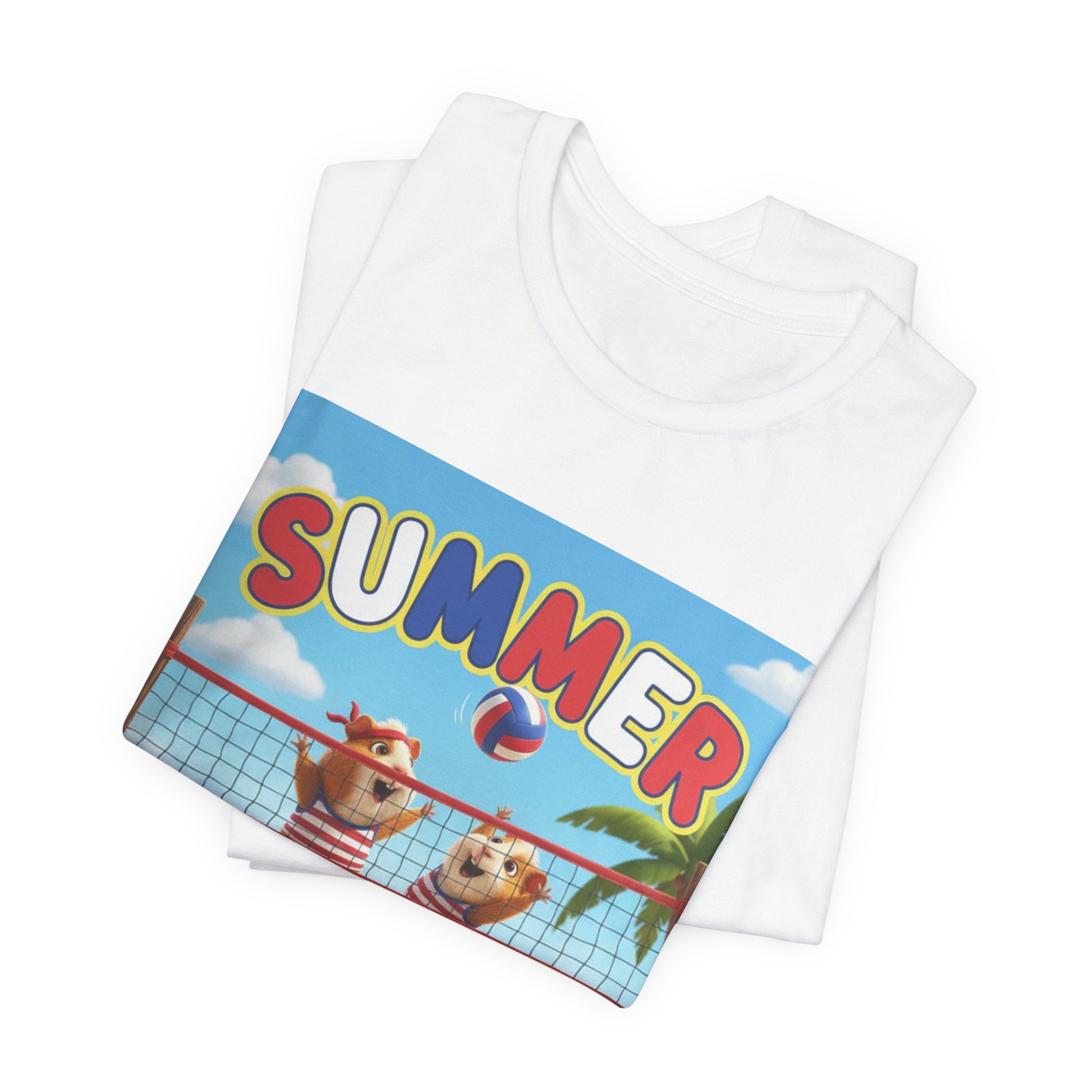 Summer Beach Guinea Pigs T-Shirt — Cute Volleyball Guinea Pigs Graphic Tee