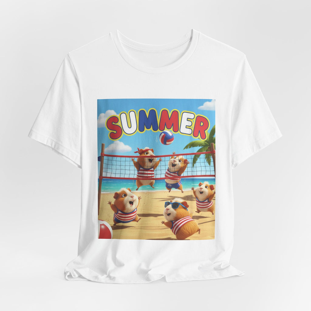 Summer Beach Guinea Pigs T-Shirt — Cute Volleyball Guinea Pigs Graphic Tee