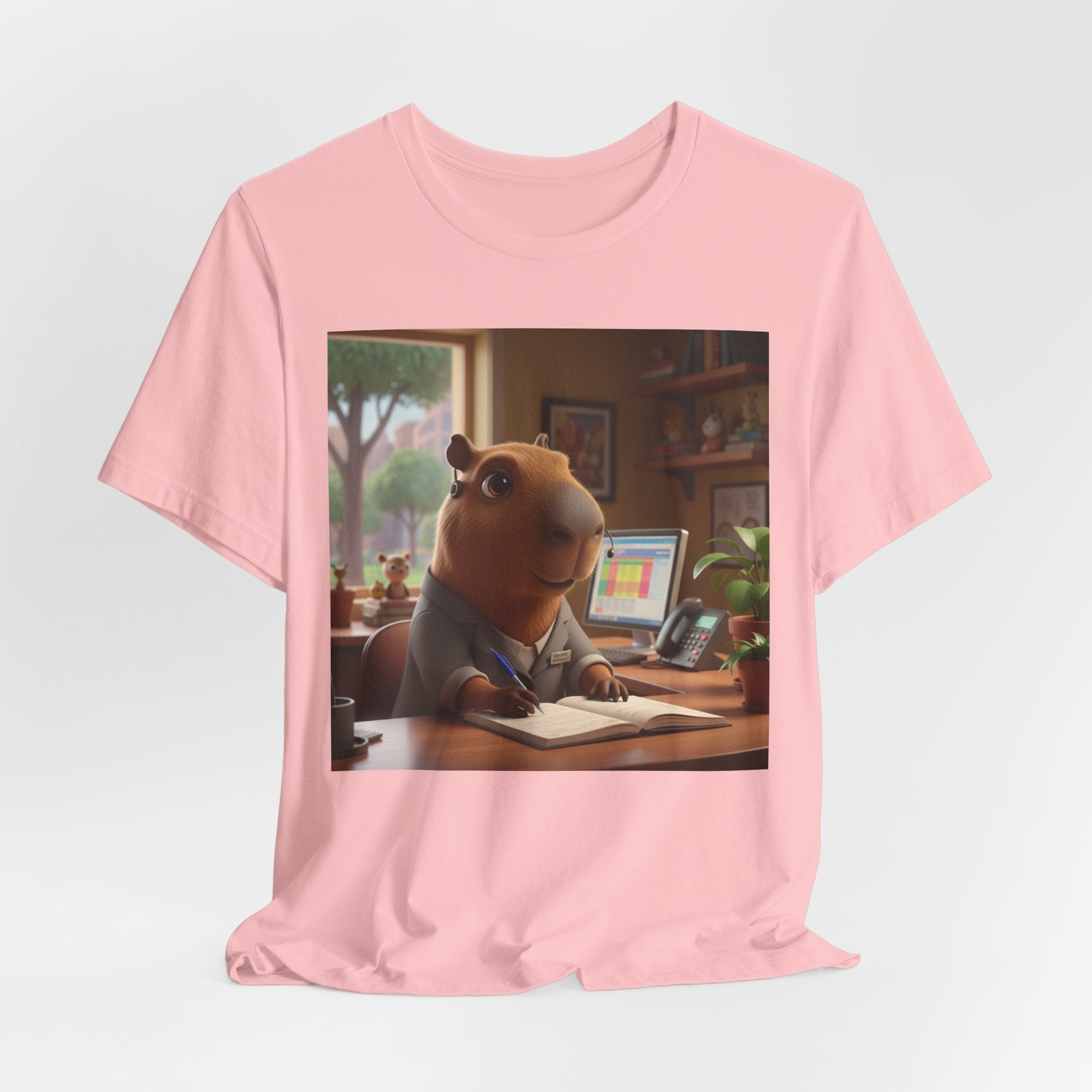 Capybara Receptionist — Cute Capybara Office Animal Illustration T-Shirt