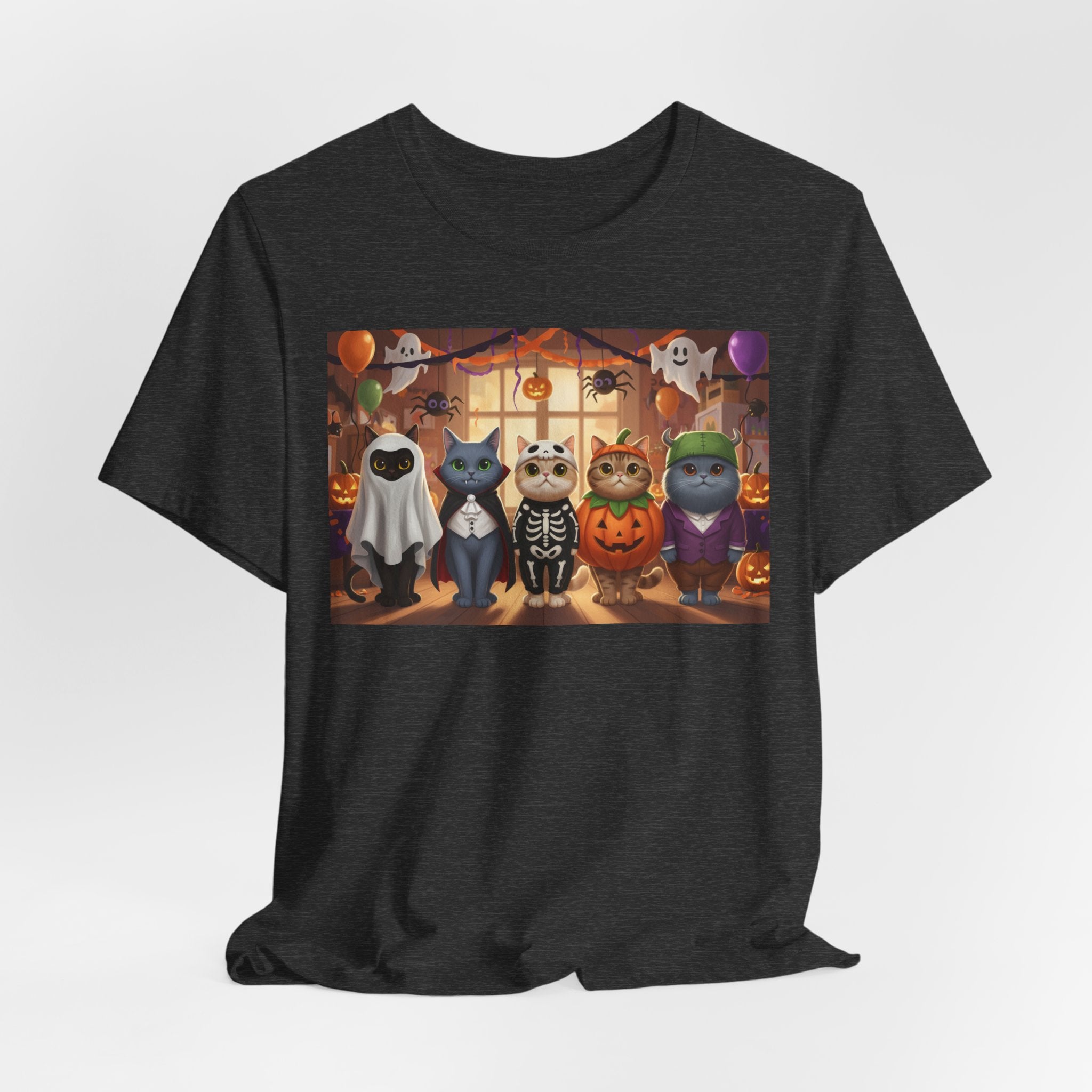 Cats Halloween Costume Tee — Cute Kittens in Pumpkin, Skeleton & Ghost Costumes