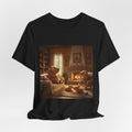 Capybara Family T‑Shirt — Warm Fireplace Family Home Scene Tee