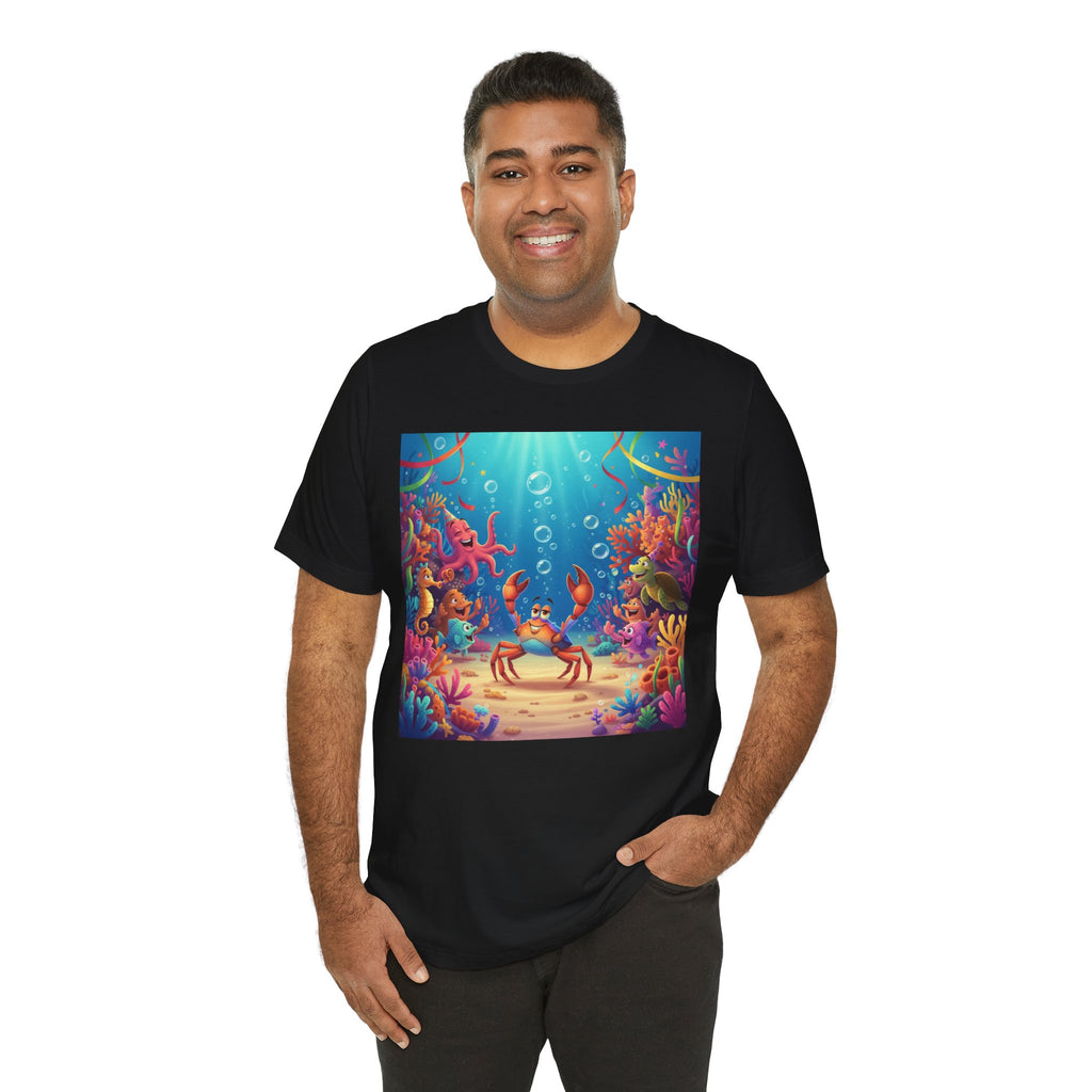 Sea Underwater Crab Cartoon T-Shirt — Colorful Ocean Life Kids Tee