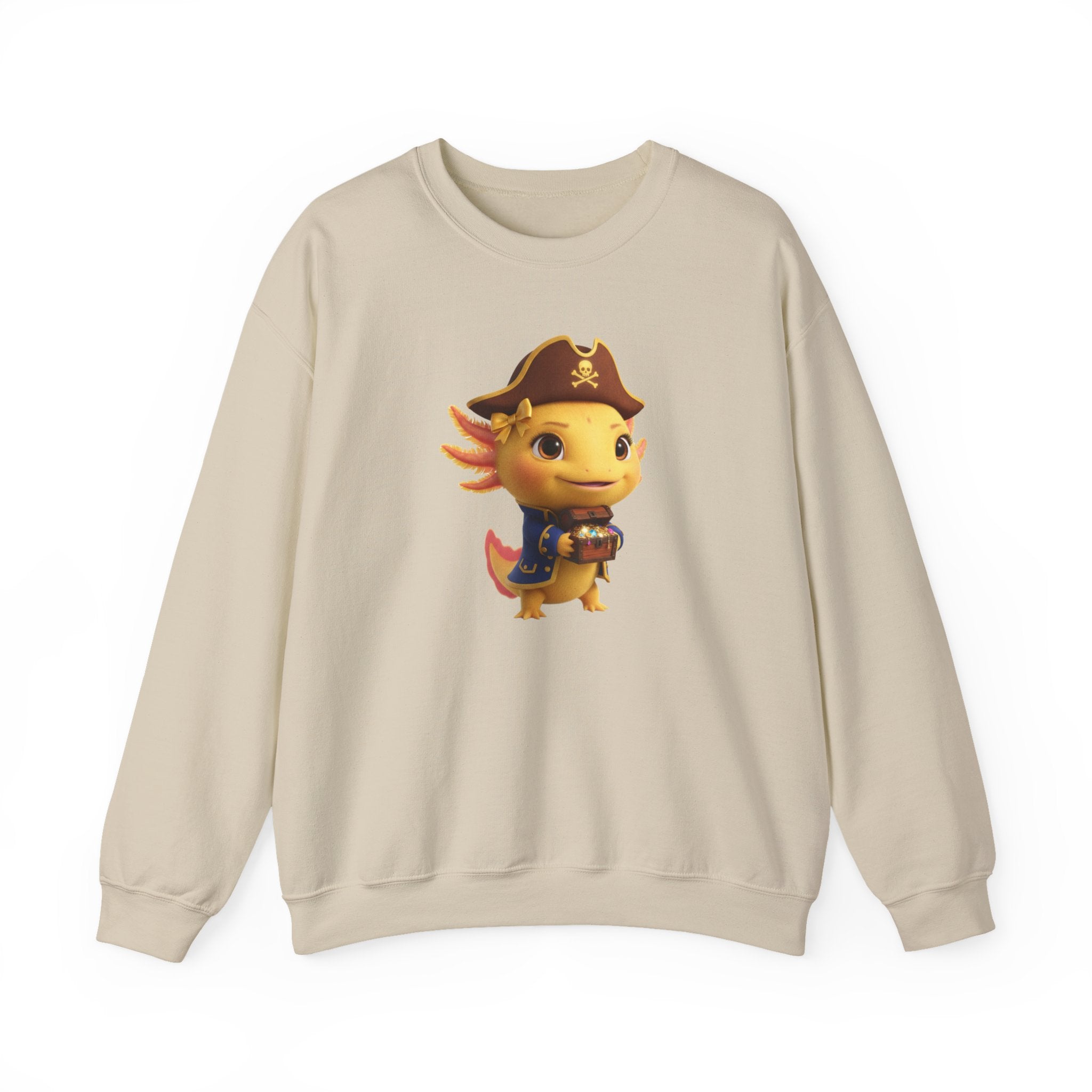 Axolotl Pirate Girl Crewneck Sweatshirt — Cute Pirate Axolotl Graphic