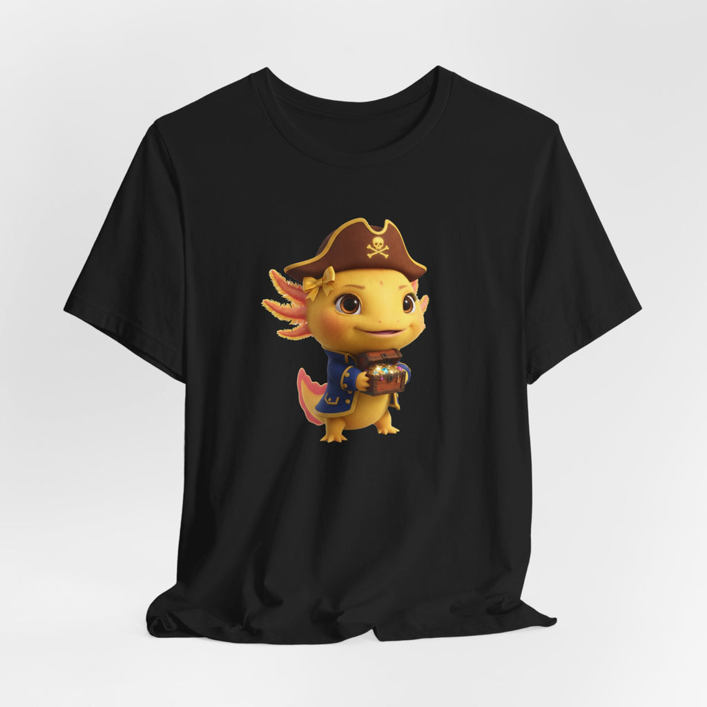 Axolotl Pirate Girl Tee — Cute Pirate Axolotl Graphic T-Shirt for Kids & Fans