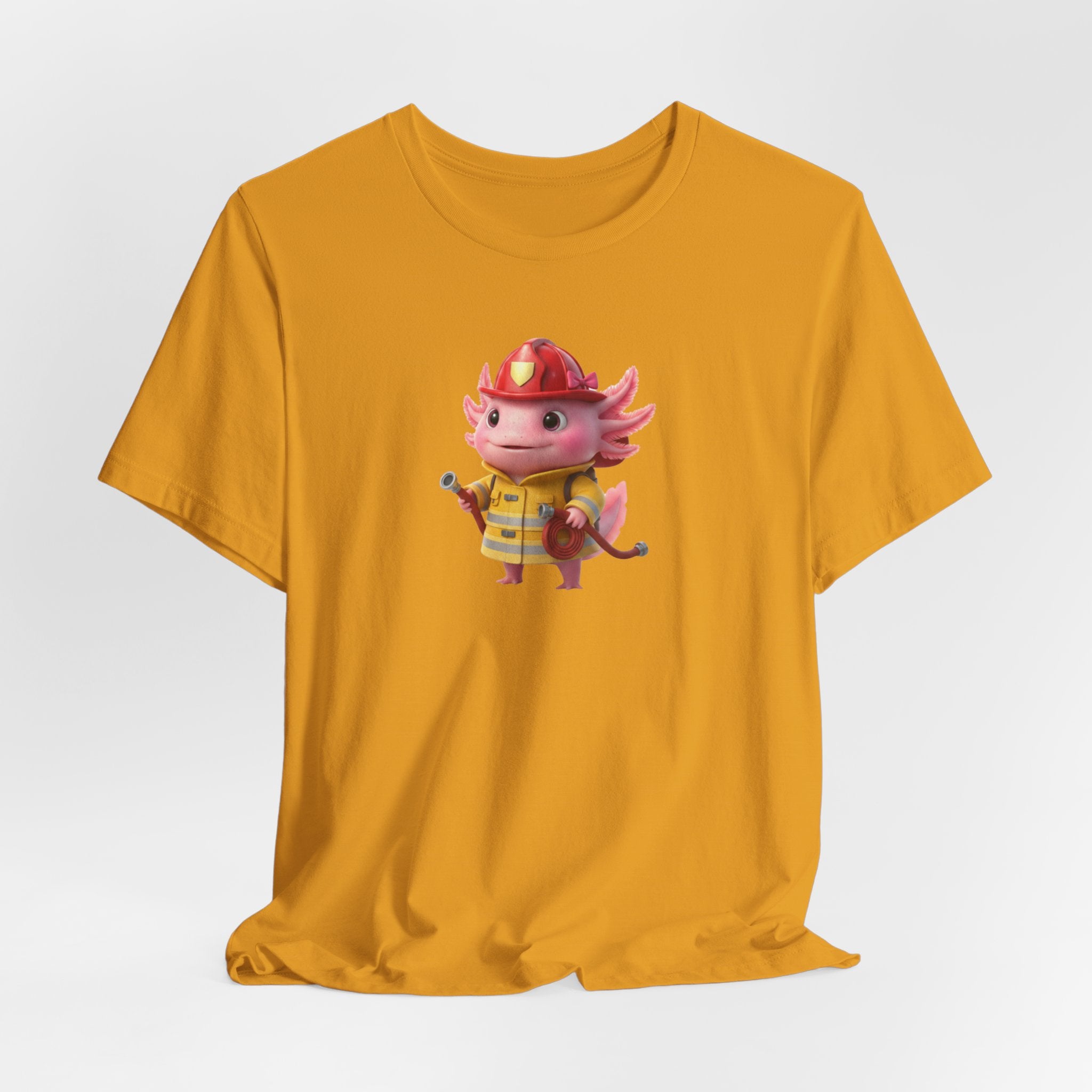 Axolotl Firefighter Girl T-Shirt — Cute Kid’s Firefighter Axolotl Graphic Tee