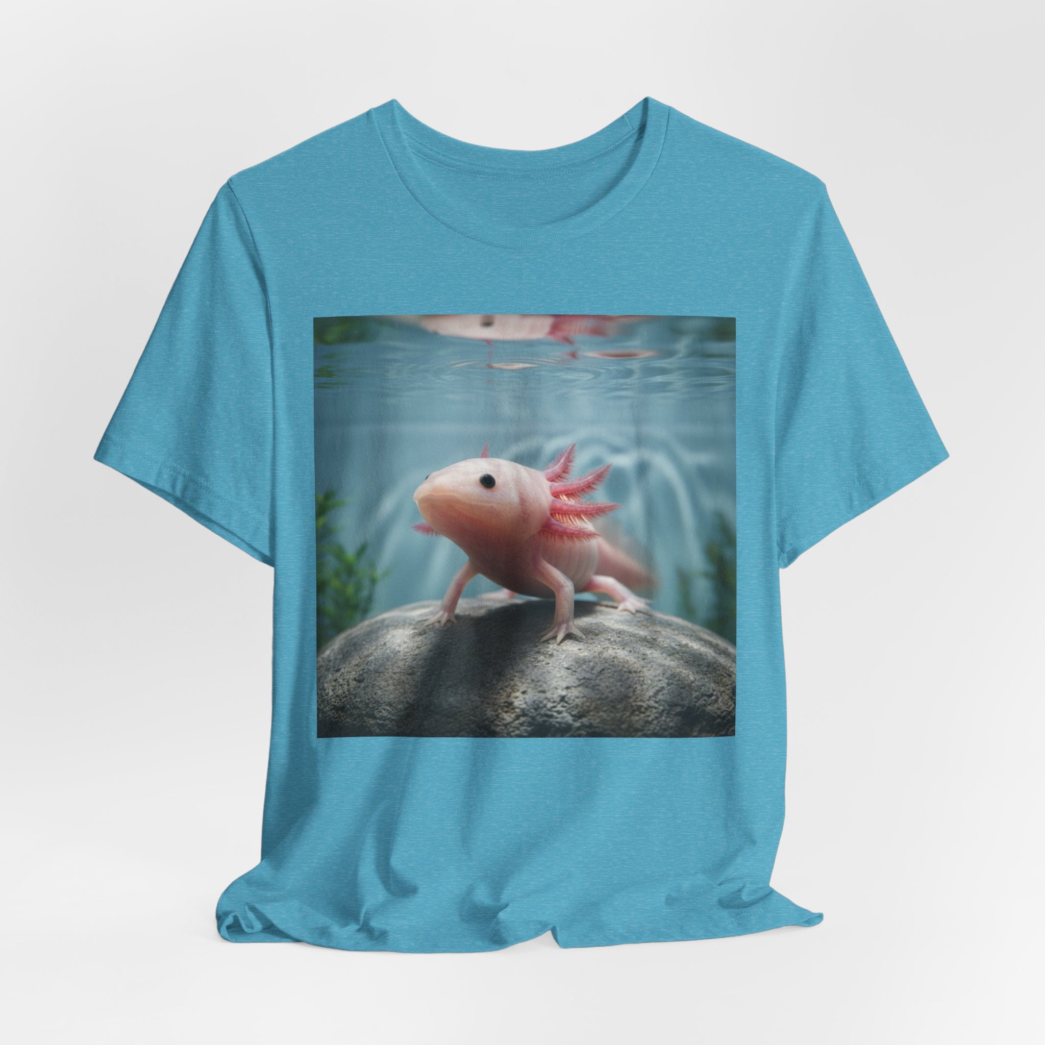 Axolotl Aquarium T‑Shirt — Cute Pink Axolotl Underwater Graphic Tee