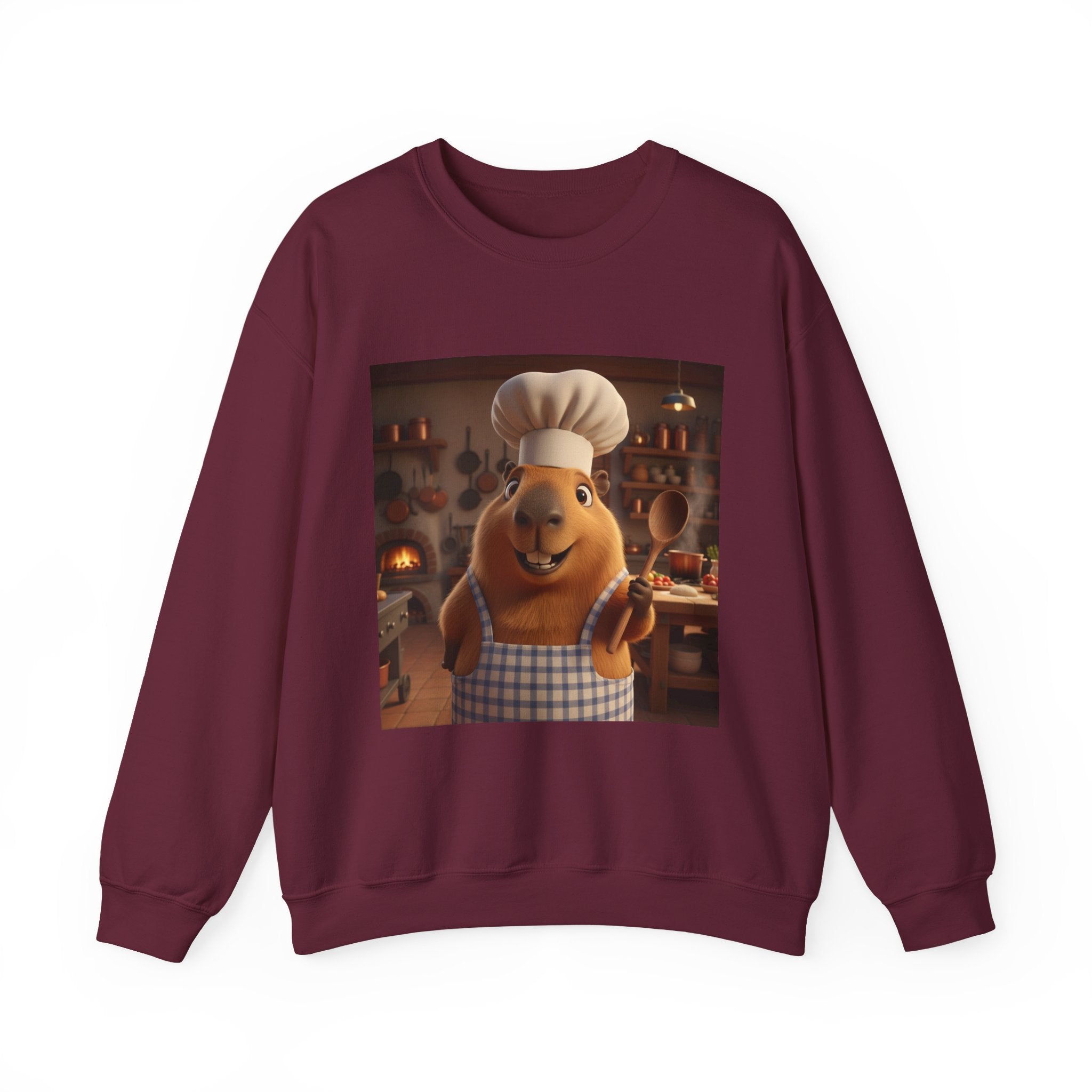Capybara Chef Crewneck Sweatshirt — Cute Cartoon Capybara Chef Kitchen Pullover