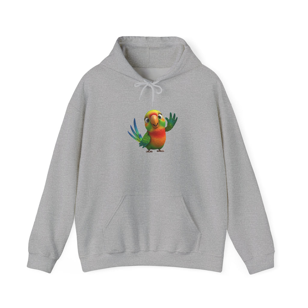 Colorful Parrot Hoodie — Cute Waving Bird Graphic Pullover