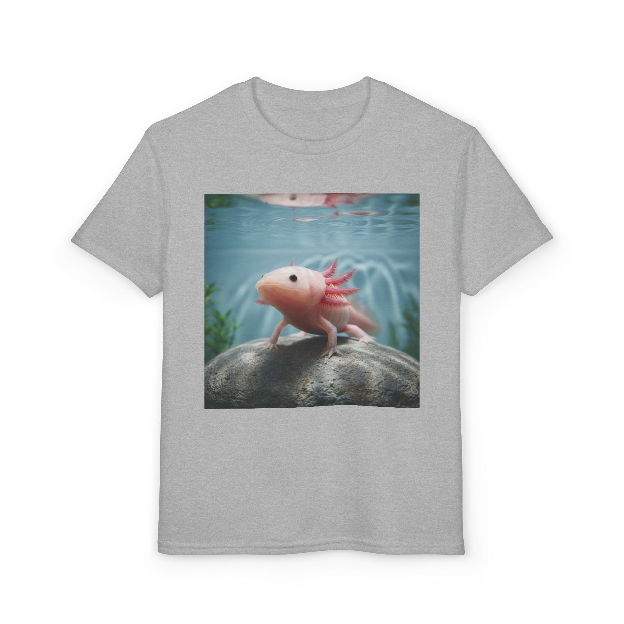 Axolotl Kids T‑Shirt – Cute Pink Axolotl Aquarium Design