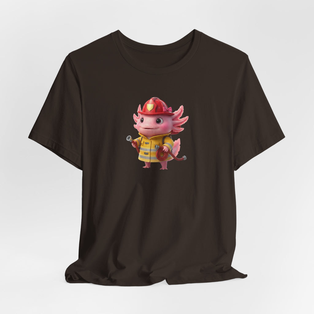 Axolotl Firefighter Girl T-Shirt — Cute Kid’s Firefighter Axolotl Graphic Tee