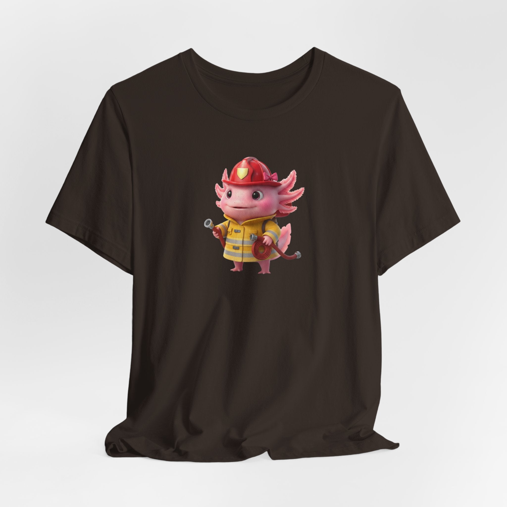 Axolotl Firefighter Girl T-Shirt — Cute Kid’s Firefighter Axolotl Graphic Tee