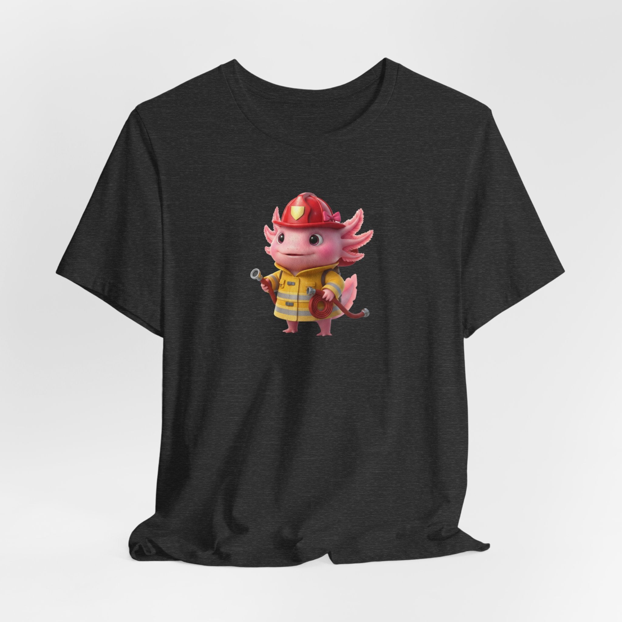 Axolotl Firefighter Girl T-Shirt — Cute Kid’s Firefighter Axolotl Graphic Tee