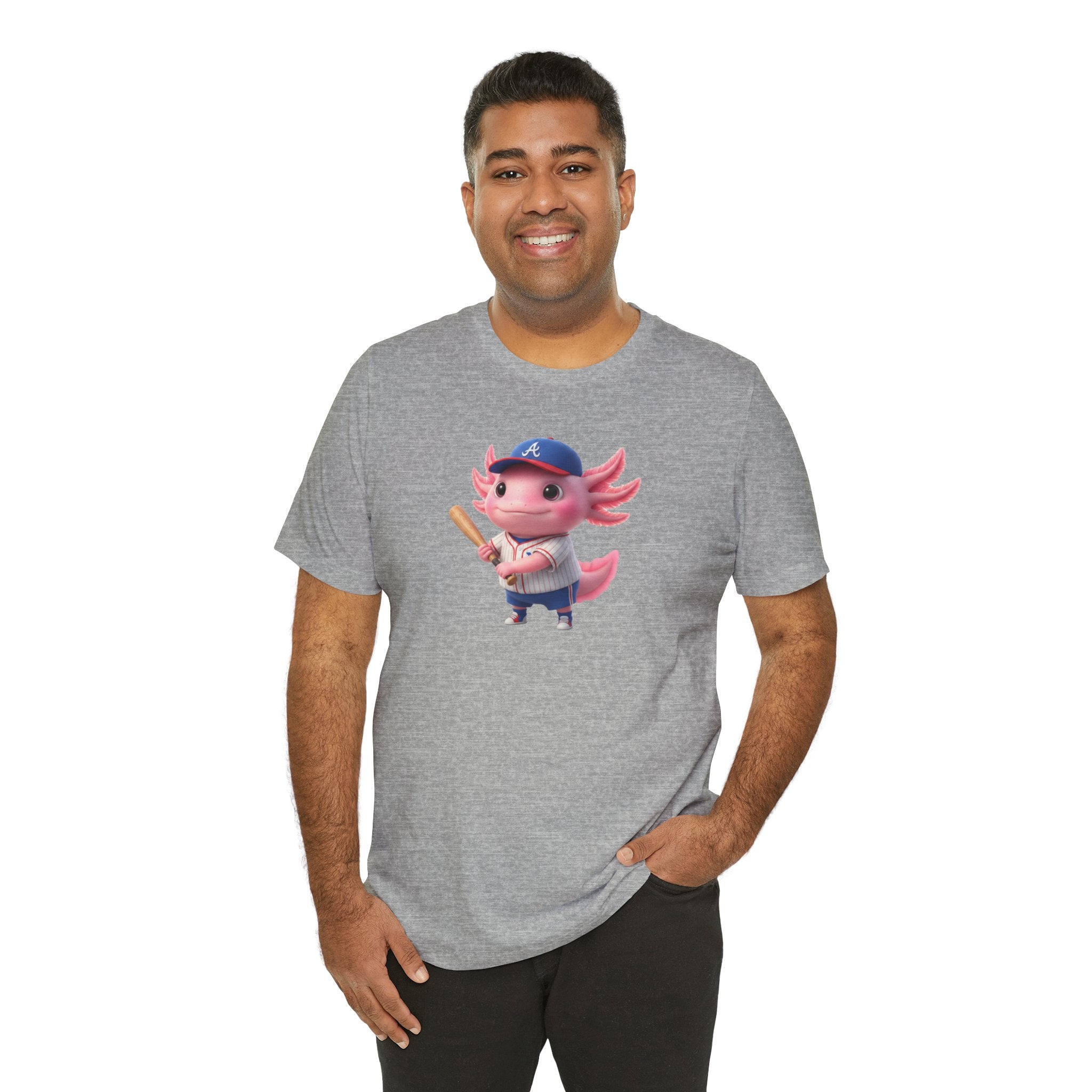 Axolotl Baseball Boy T-Shirt — Cute Pink Axolotl Batter Tee