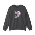 Axolotl Superhero Girl Flying Crewneck Sweatshirt — Cute Pastel Axolotl Design