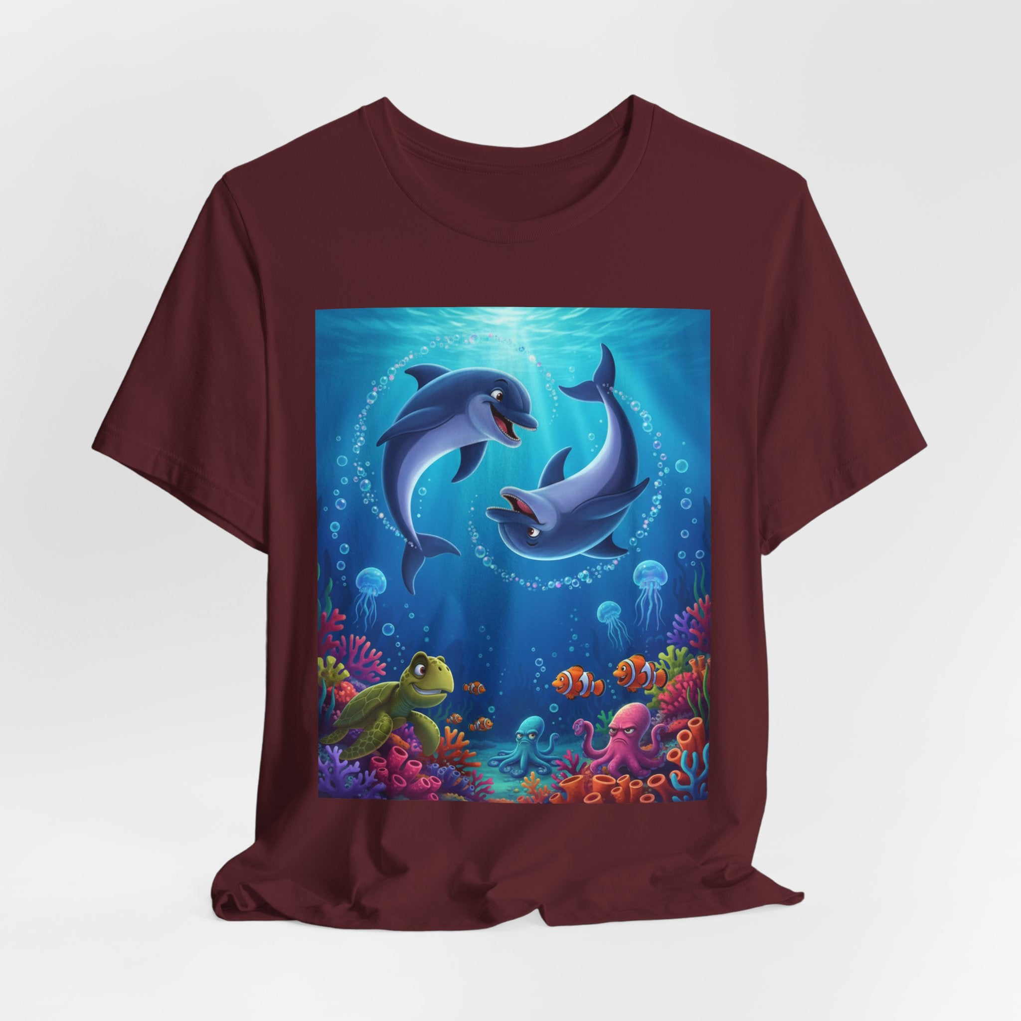 Dolphin Underwater Scene T-Shirt — Playful Ocean Wildlife Tee