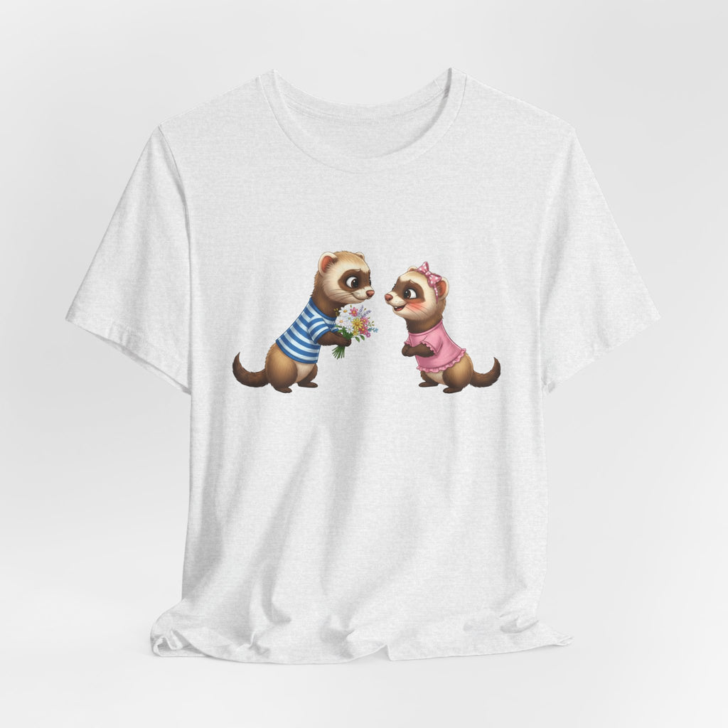 Ferret Couple Cute Graphic Tee — Romantic Animal T-Shirt