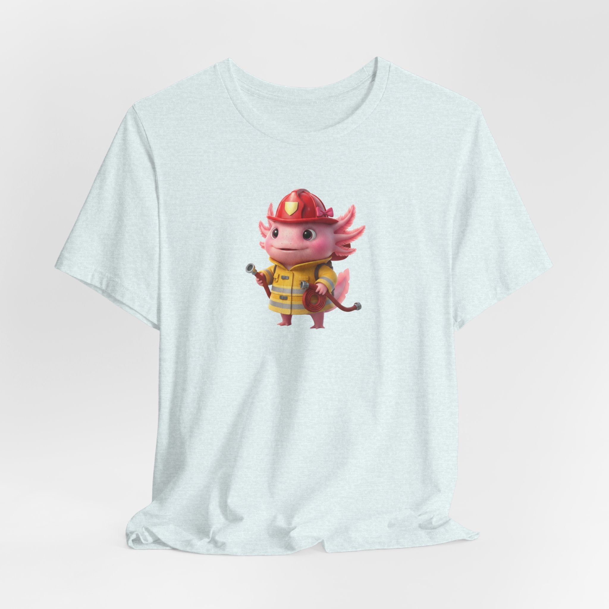 Axolotl Firefighter Girl T-Shirt — Cute Kid’s Firefighter Axolotl Graphic Tee