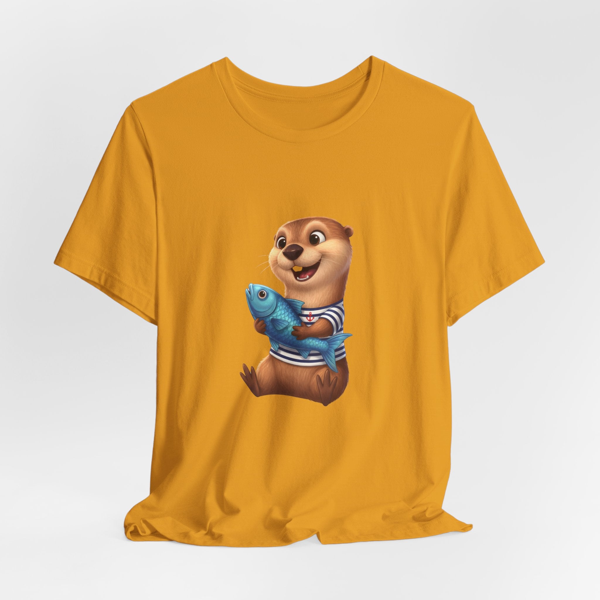 Otter Holding Fish Tee — Cute Marine Animal T-Shirt