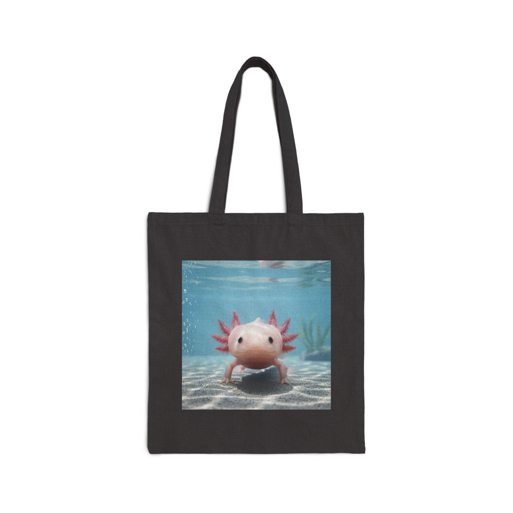 Axolotl Canvas Tote Bag — Cute Underwater Pet Illustration Cotton Shopper