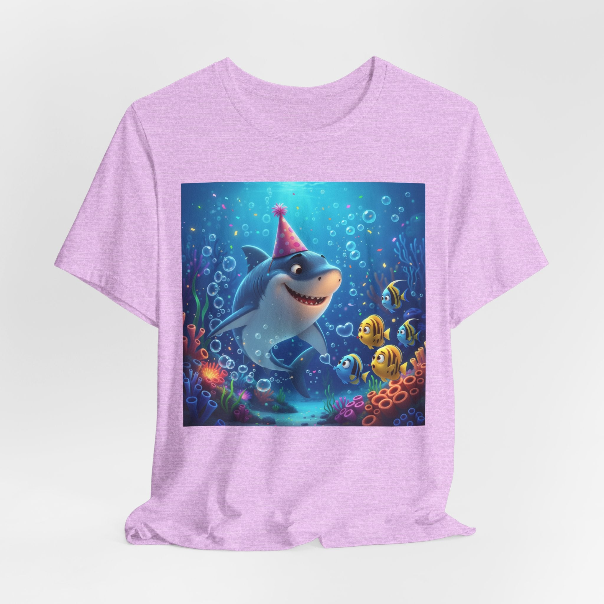 Shark Birthday Party Tee — Cute Shark with Party Hat Kids Graphic T-Shirt