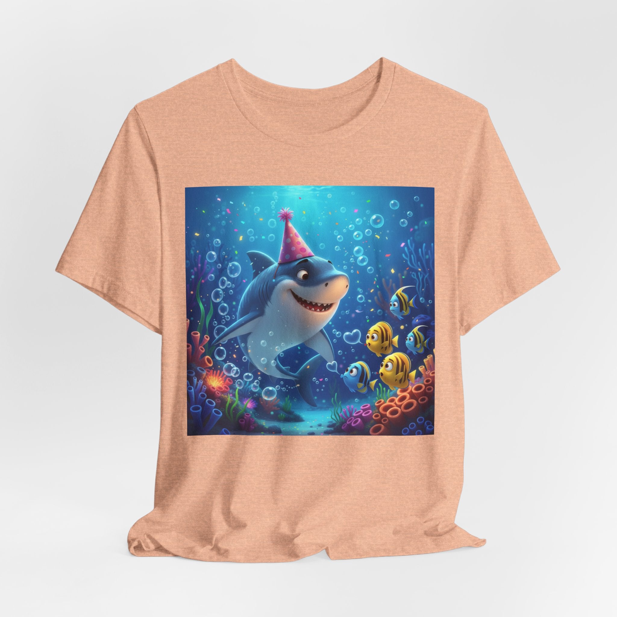 Shark Birthday Party Tee — Cute Shark with Party Hat Kids Graphic T-Shirt