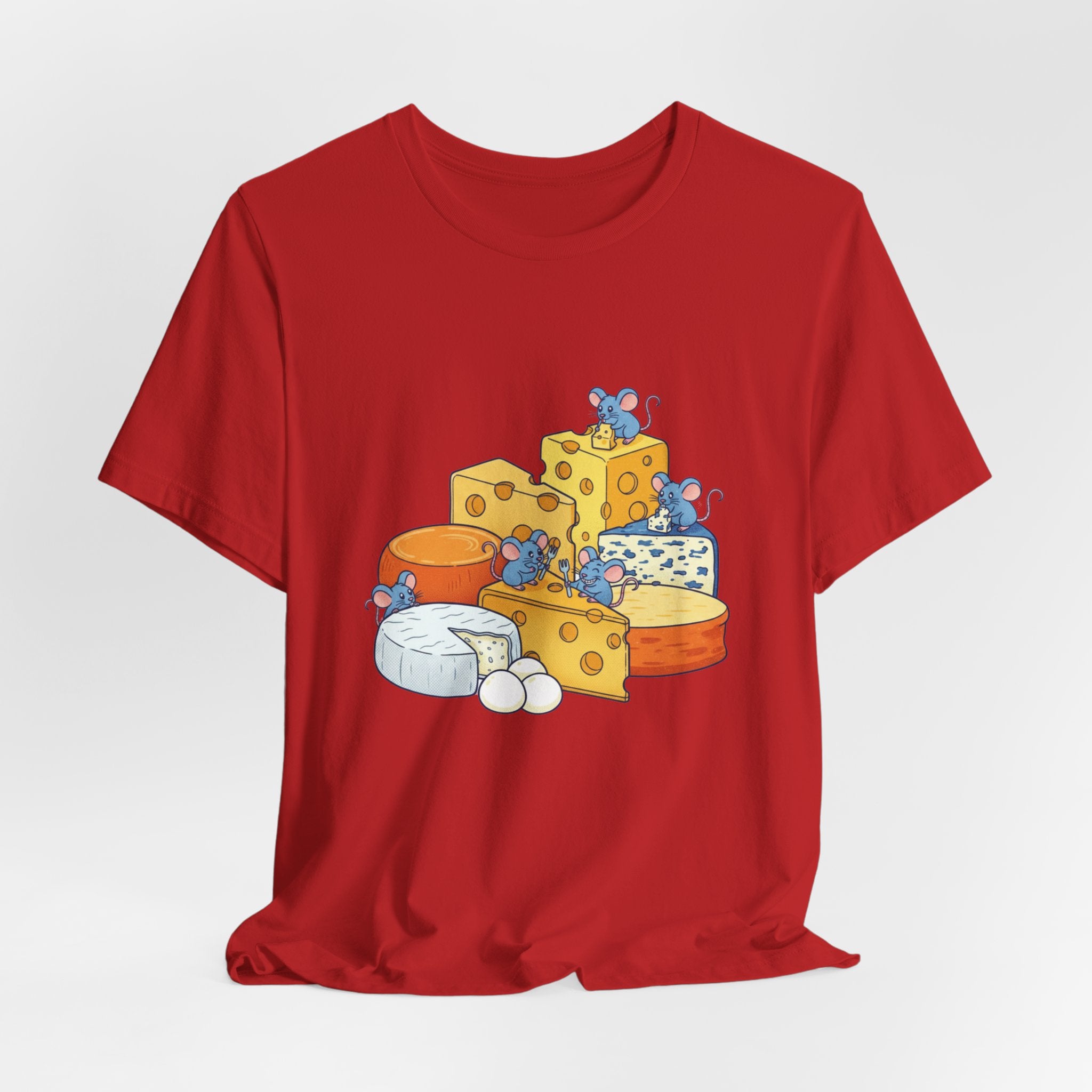 Cheese Platter T-Shirt — Cute Mice & Assorted Cheeses Tee