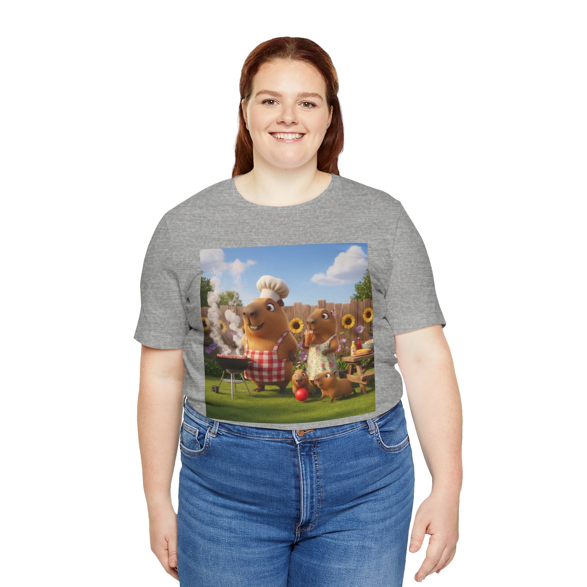Capybara BBQ Cartoon T-Shirt — Cute Summer Picnic Graphic Tee