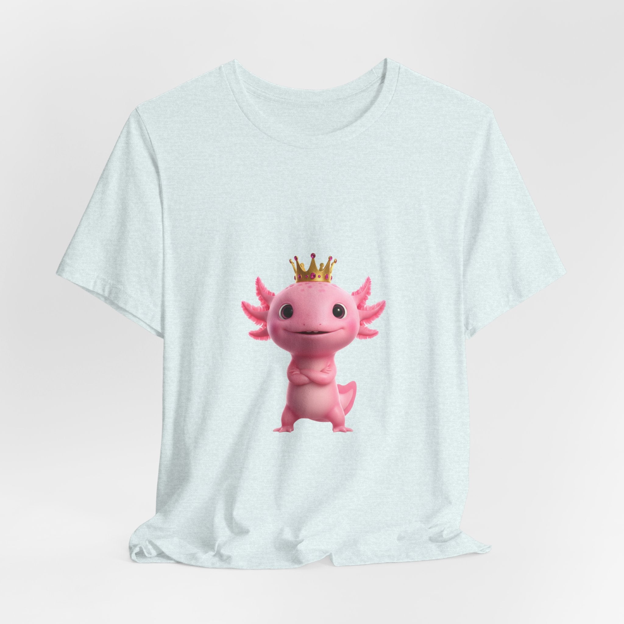 Axolotl King T-Shirt — Cute Pink Axolotl with Crown Tee